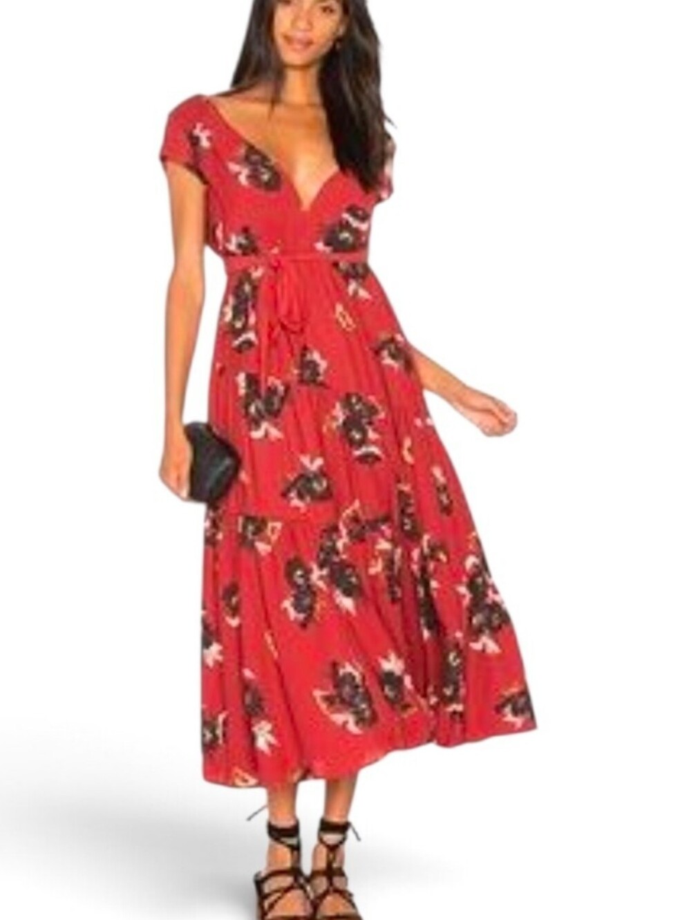 FREE PEOPLE Floral All I Got Button Back Maxi Dress - Size 12